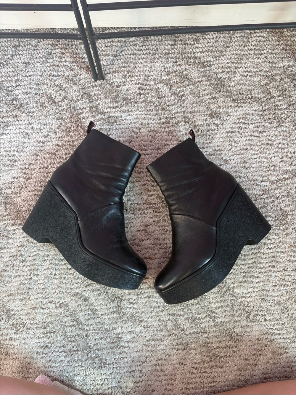 Robert Clergerie Black Platform Wedge Ankle Boots